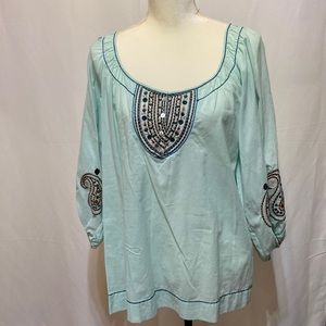 MAX STUDIO NWOT EMBROIDERED LONG SLEEVE SIZE LARGE BLOUSE